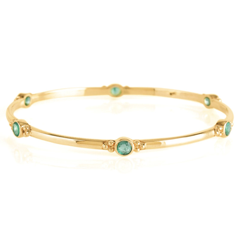 Thumbnail of Holi Jewel Gold Bangle - Emerald image