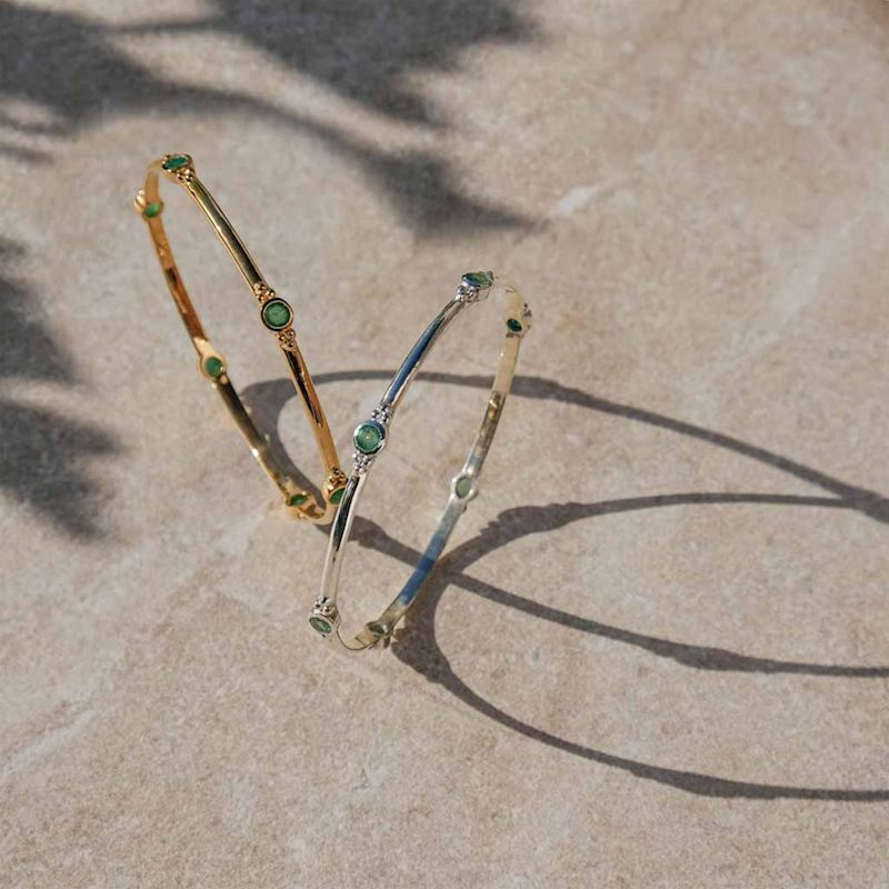 Thumbnail of Holi Jewel Gold Bangle - Emerald image