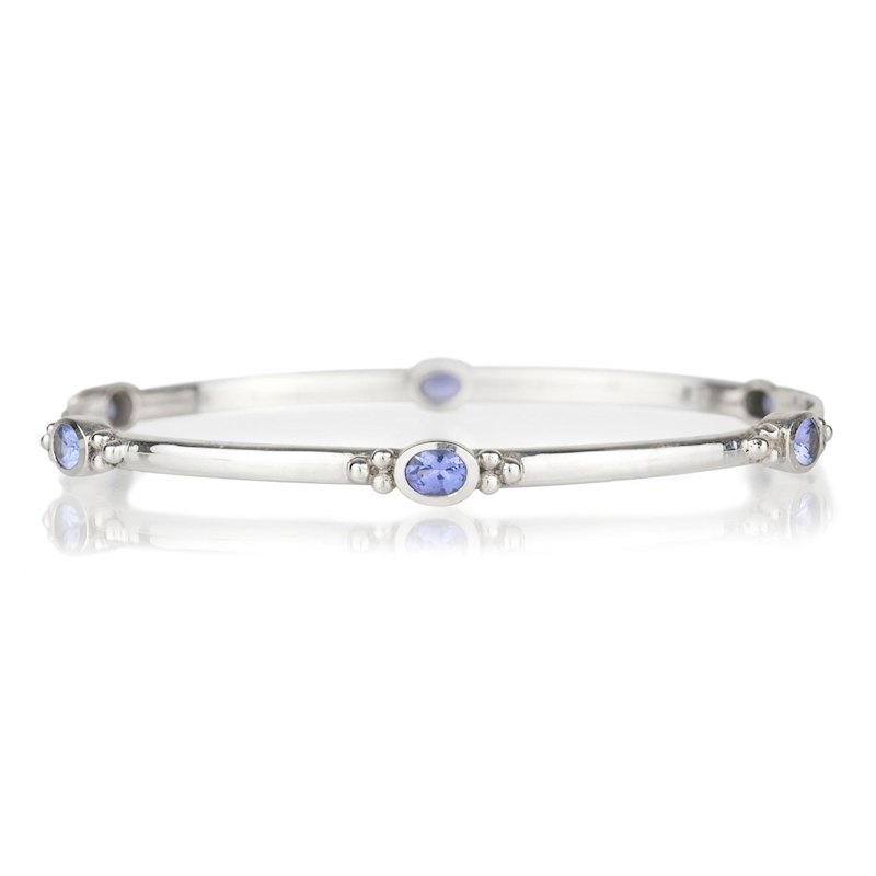 Thumbnail of Holi Jewel Silver Bangle - Tanzanite image