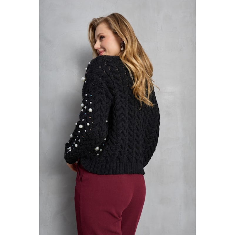 Thumbnail of Holiday Black Cardigan Pearl Knit image