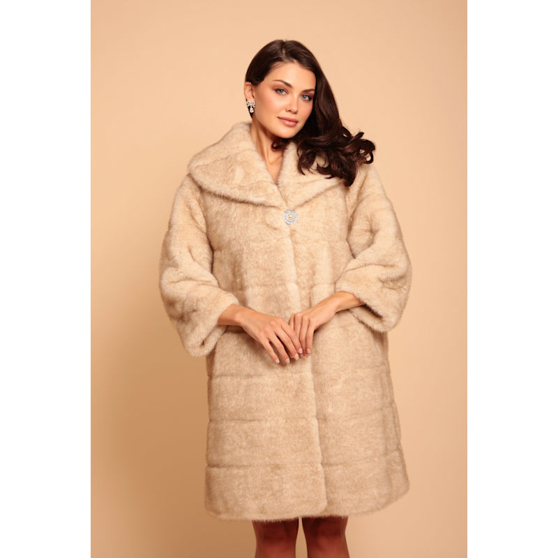 Thumbnail of 'Hollywood' Faux Fur Coat In Crema image