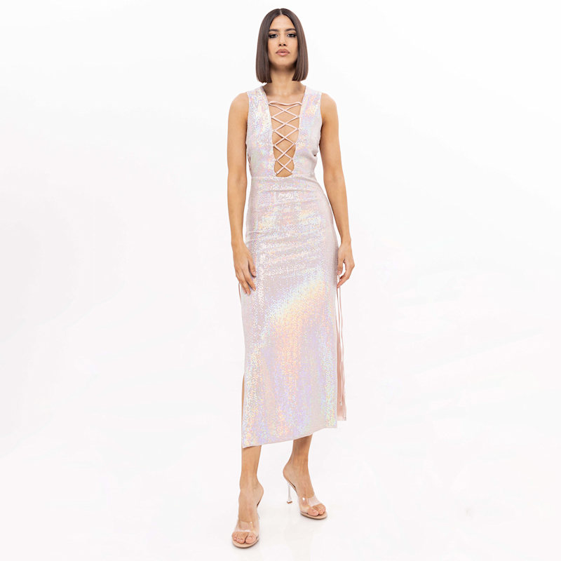 Thumbnail of Holographic-Effect Midi Dress Multicolour image