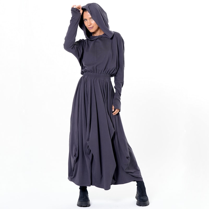Thumbnail of Hooded Midi Dress In Grey image