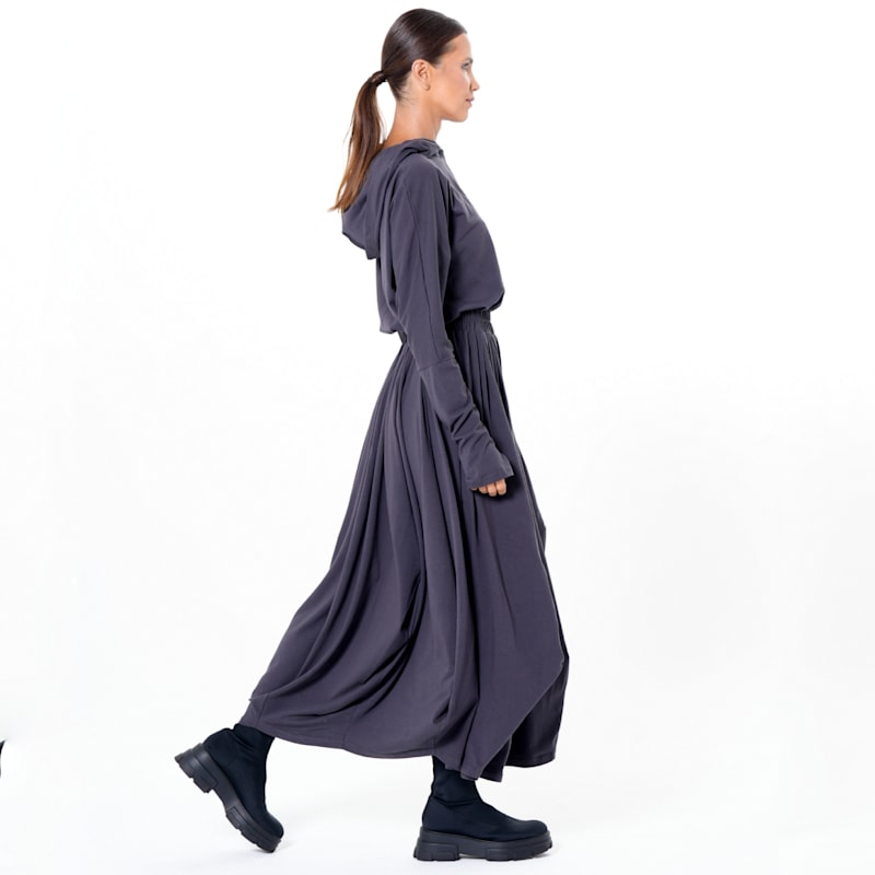 Thumbnail of Hooded Midi Dress In Grey image