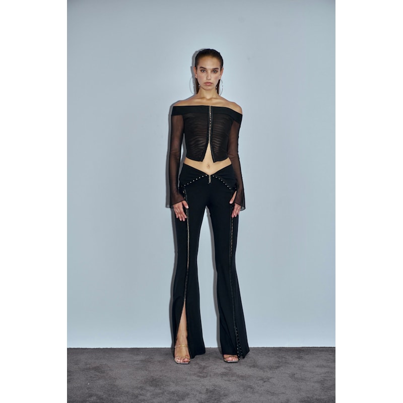 Thumbnail of Hooked Up Off Shoulder Mesh Top With Hook And Eye Closure image
