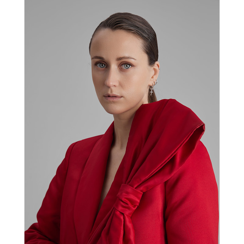 Thumbnail of Hope Jacket + Side Bow | Oversized Blazer In Red image