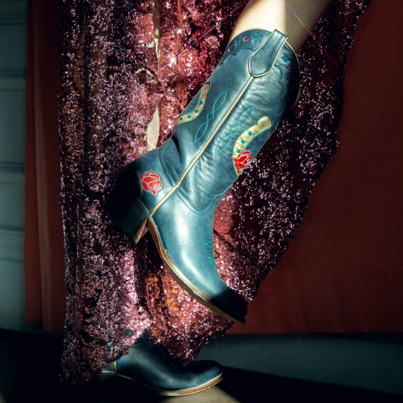 Thumbnail of Horse Girl Navy Blue Cowboy Boot image