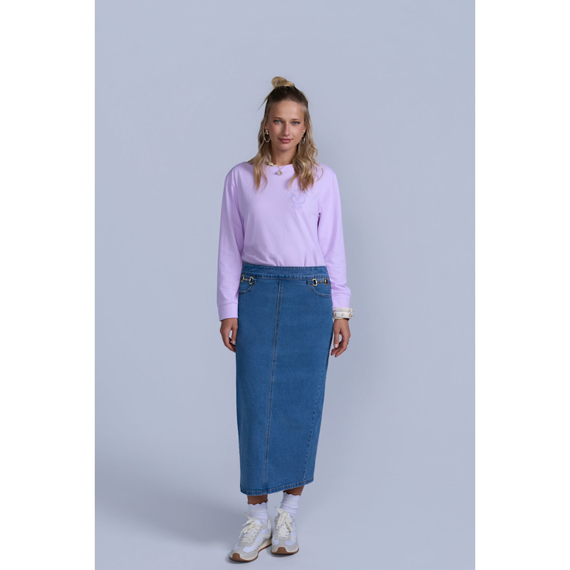 Thumbnail of Horsebit Denim Skirt - Light Wash image