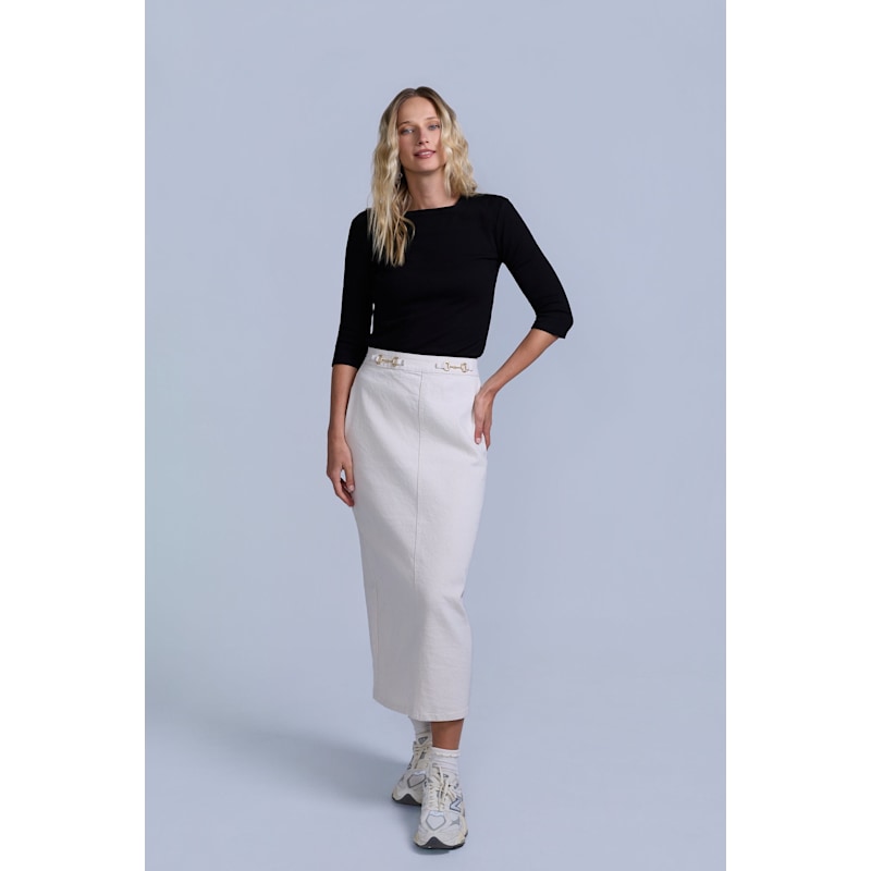 Thumbnail of Horsebit Denim Skirt - Neutrals image