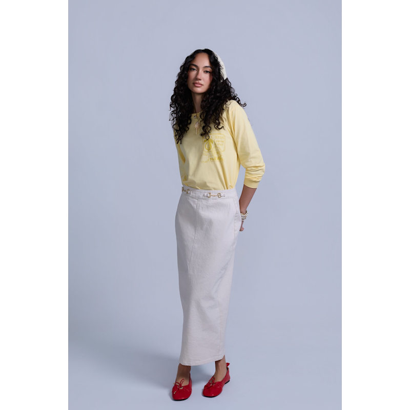 Thumbnail of Horsebit Denim Skirt - Neutrals image