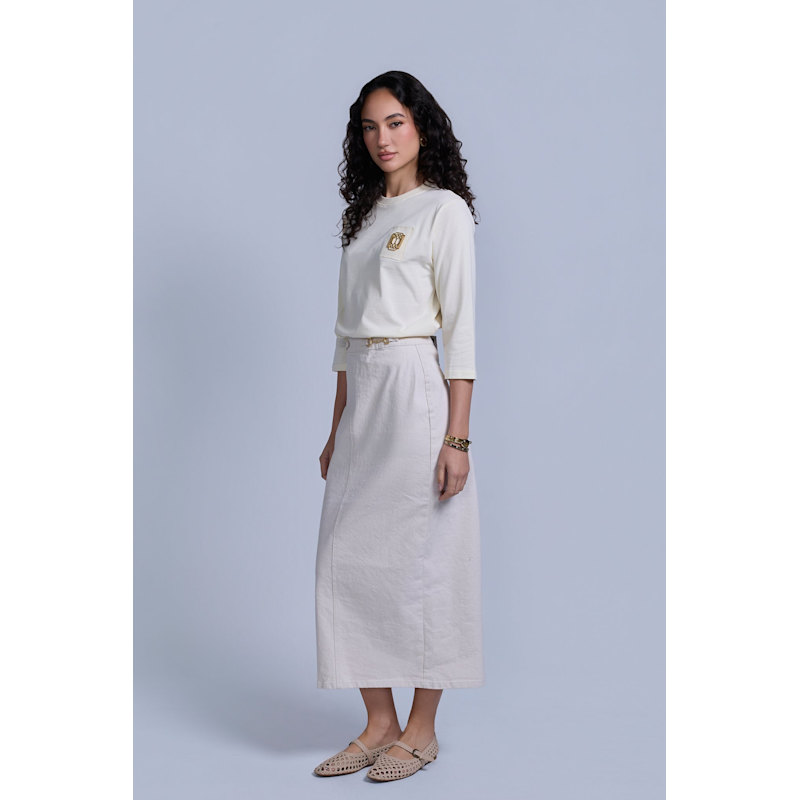 Thumbnail of Horsebit Denim Skirt - Neutrals image