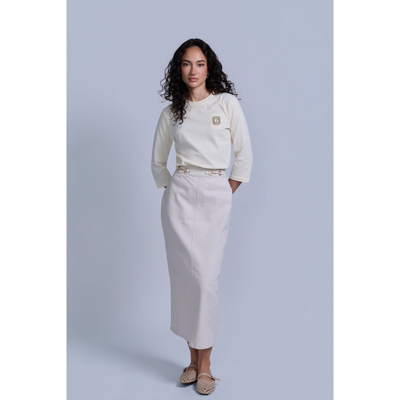 Thumbnail of Horsebit Denim Skirt - Neutrals image
