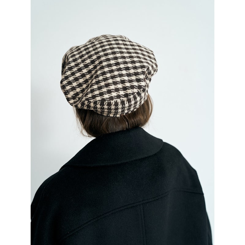 Thumbnail of "Houndstooth" Beret Hat - Mocha image