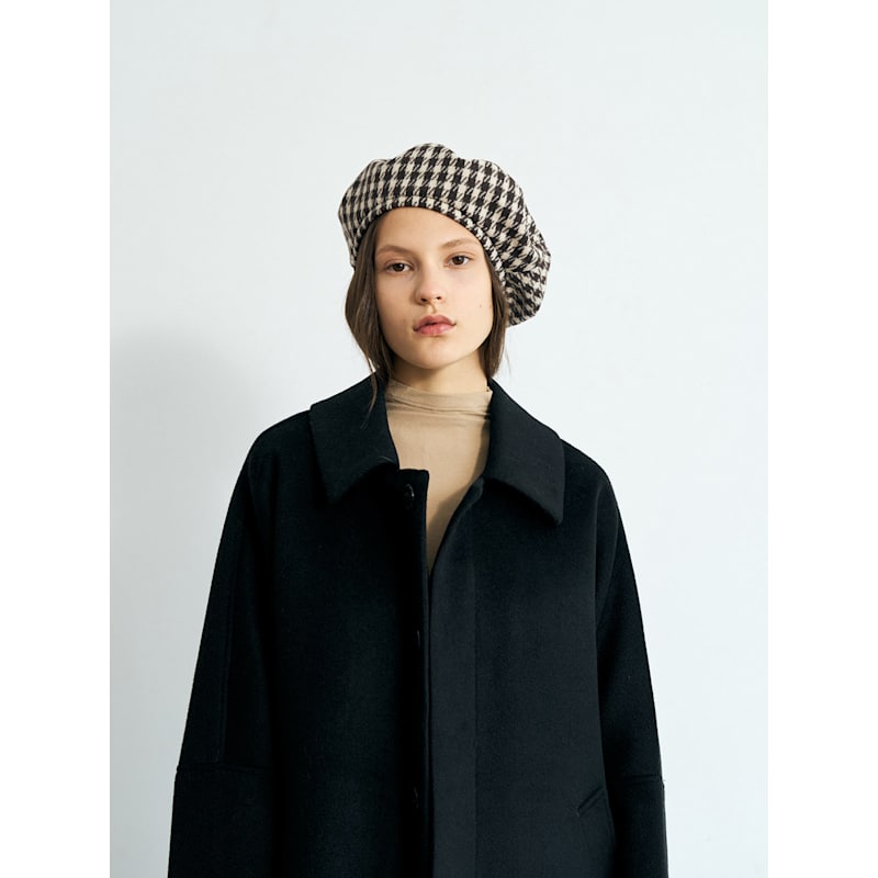 Thumbnail of "Houndstooth" Beret Hat - Mocha image