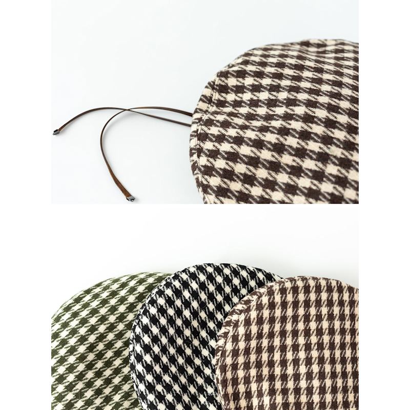 Thumbnail of "Houndstooth" Beret Hat - Mocha image