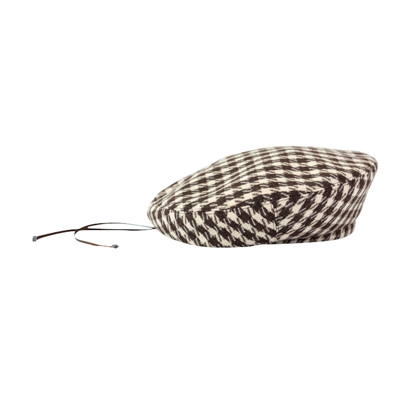 Thumbnail of "Houndstooth" Beret Hat - Mocha image