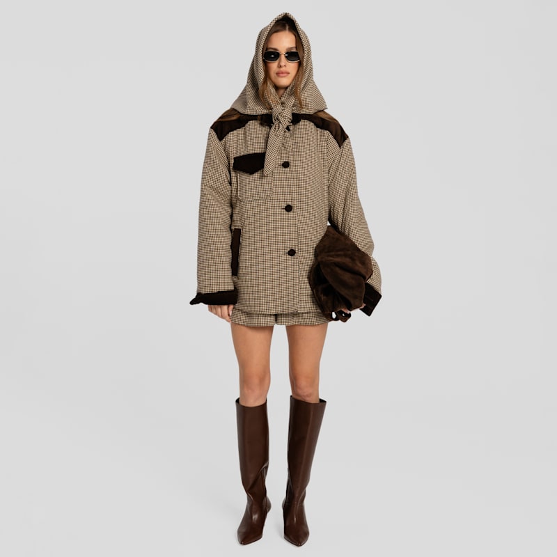 Thumbnail of Oversized Houndstooth Jacket Retto Brown image
