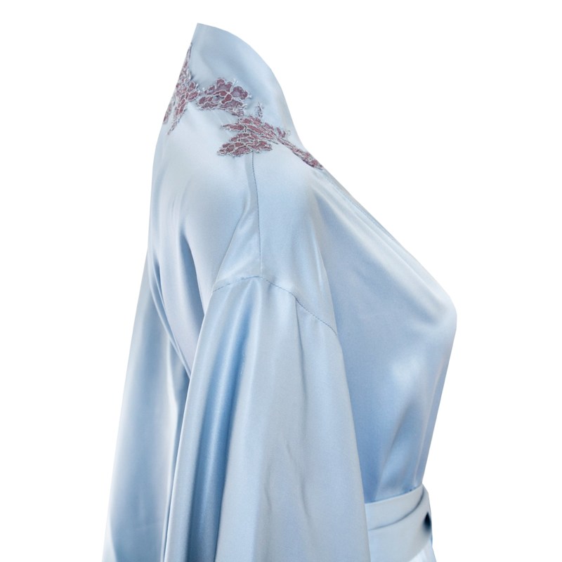 Thumbnail of Luxury Blue Silk Kimono Style Robe image