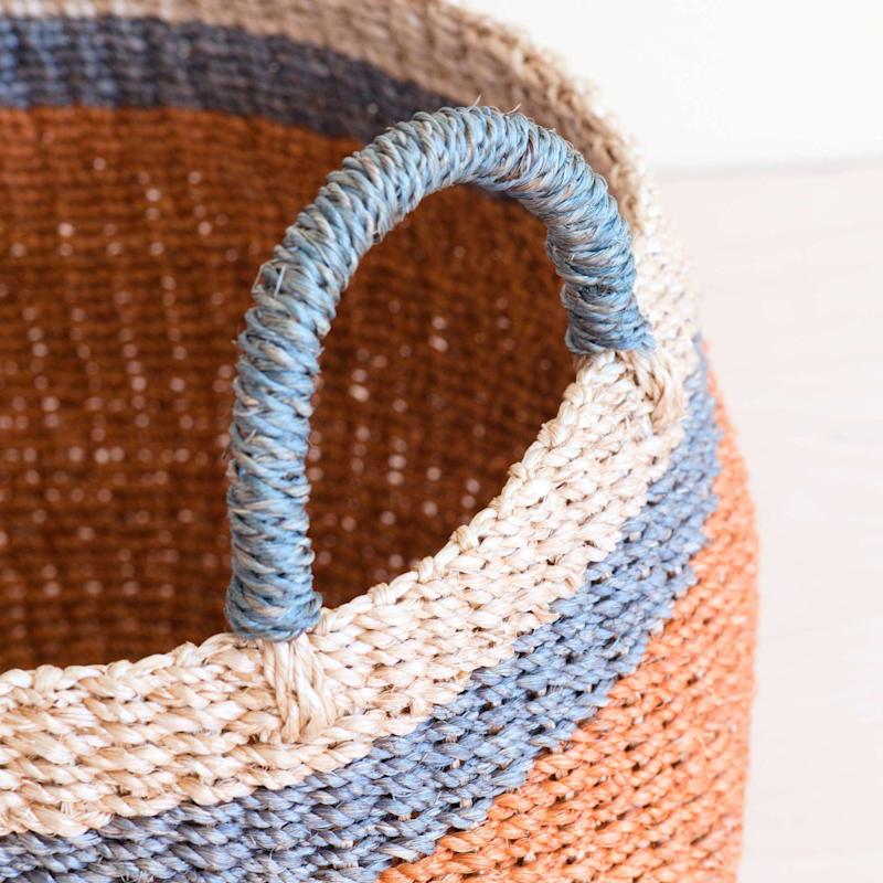 Thumbnail of Coral Tabletop Catch-All With Handle - Handcrafted Baskets image