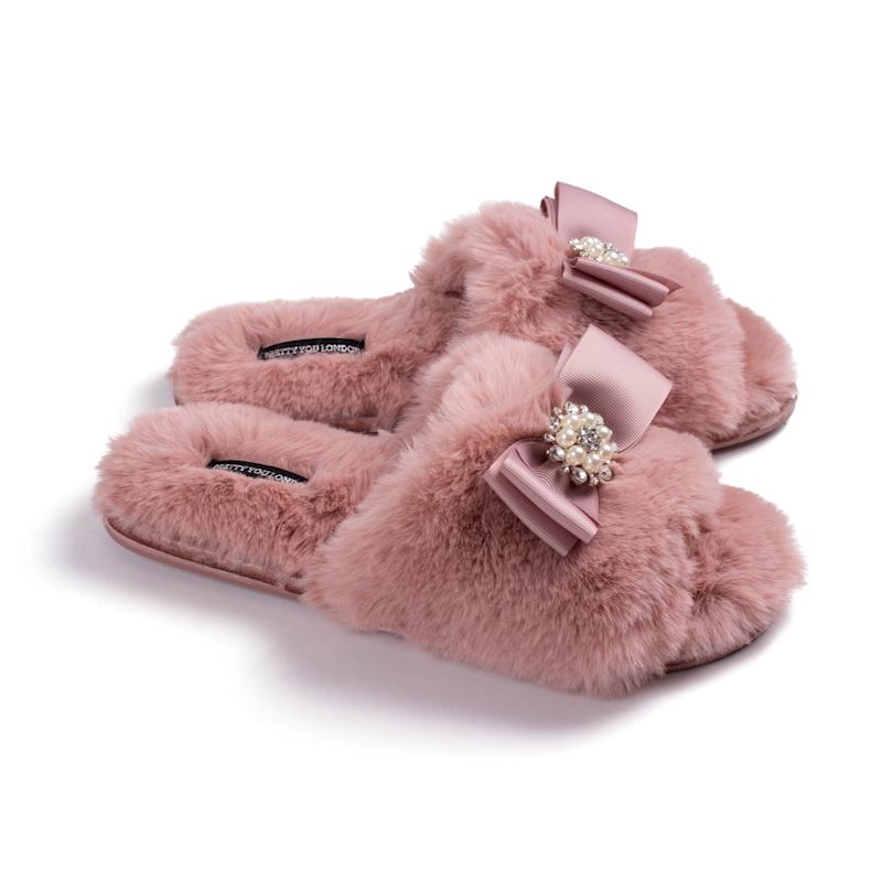 Thumbnail of Anya Slider Slipper With Diamante In Pink image