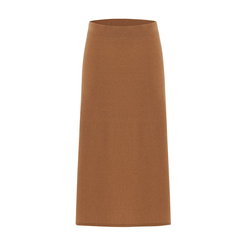 Thumbnail of Casual Cashmere Blend Knitwear Midi Flare Skirt - Camel image