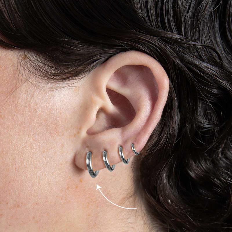 Thumbnail of Eight Mm Silver Huggie Hoop Earring image