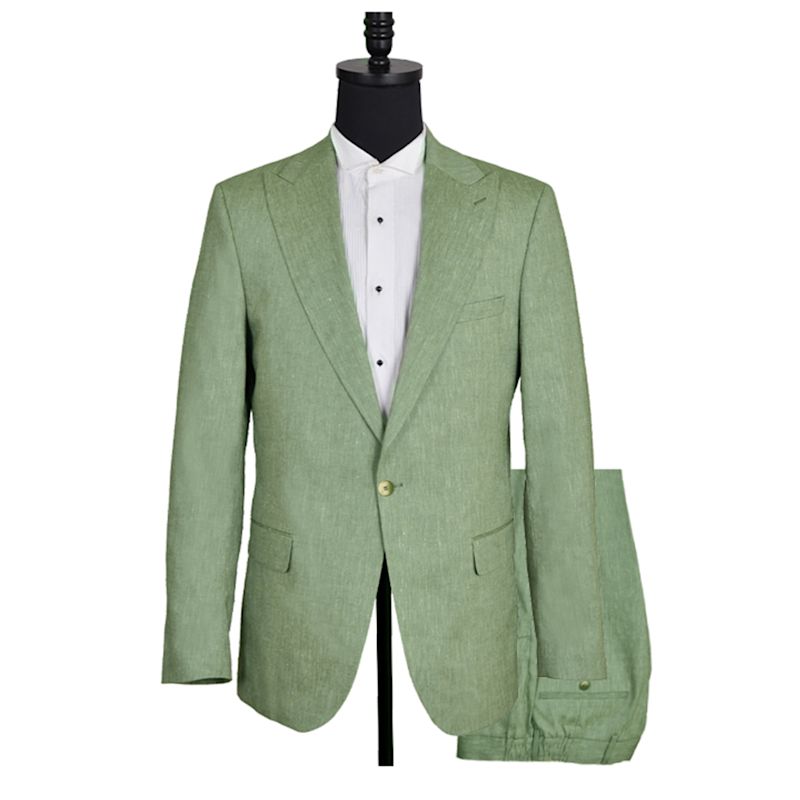 Thumbnail of Hugo Linen Single Breasted Suit - Green image