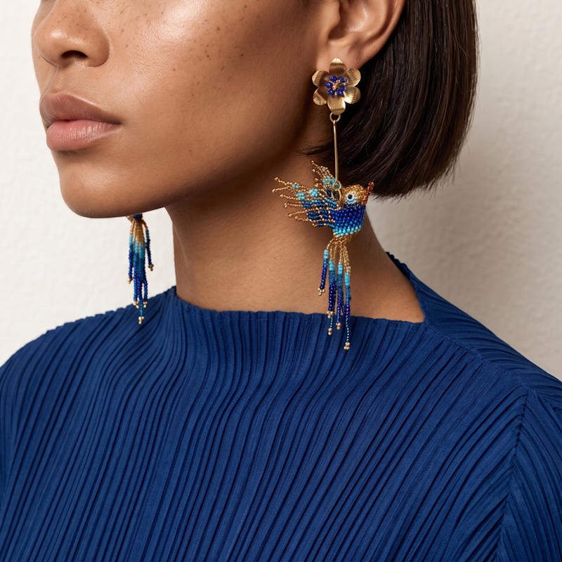 Thumbnail of Hummingbird Earrings, Blue image