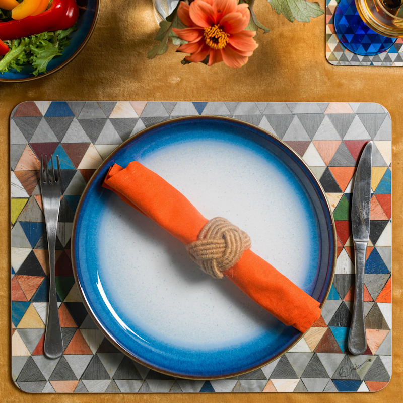 Thumbnail of Large Placemats Set Of Six In Mosaic Boho Chic Harlequin Range. Heat Resistant Melamine. image