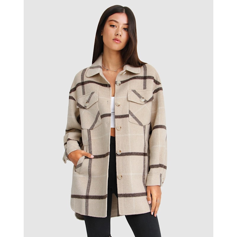 Thumbnail of Rivers Edge Plaid Shacket - Beige image