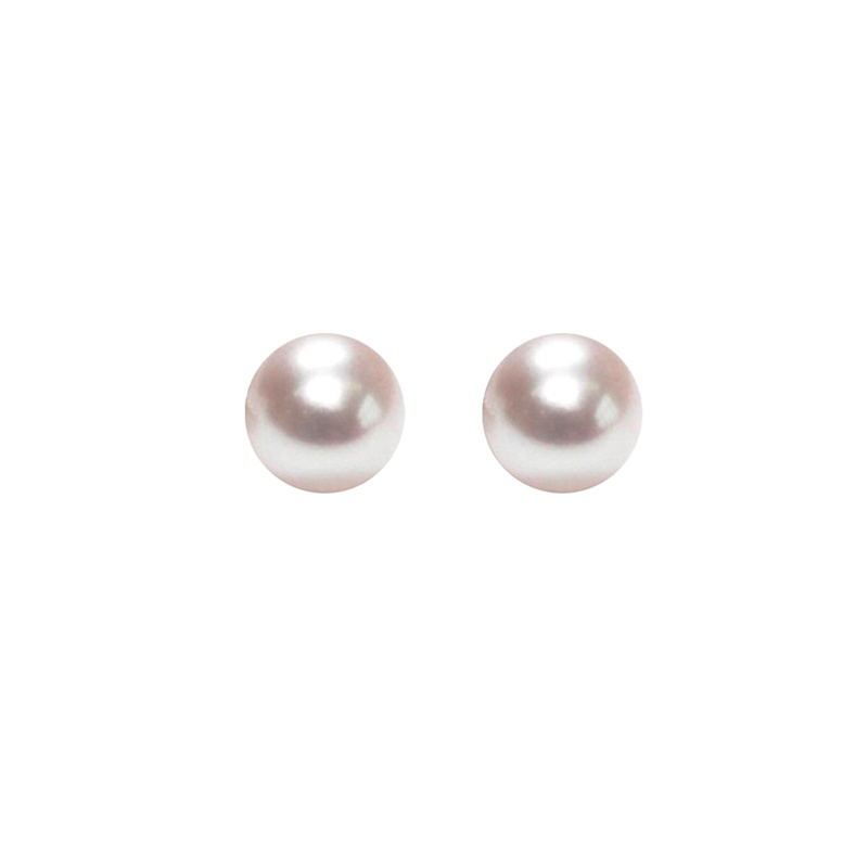Thumbnail of Large White Pearl Studs Earrings - Silver image