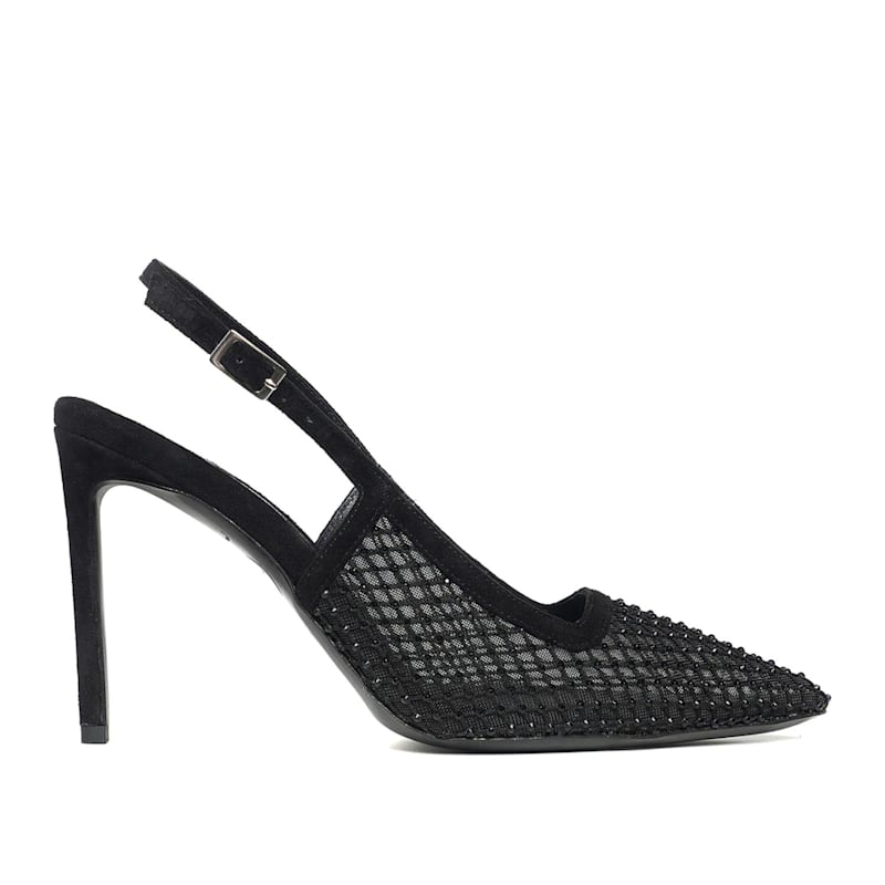 Thumbnail of Iana Suede-Mesh Shoes With Sparkling Details, Black - Premium Collection image