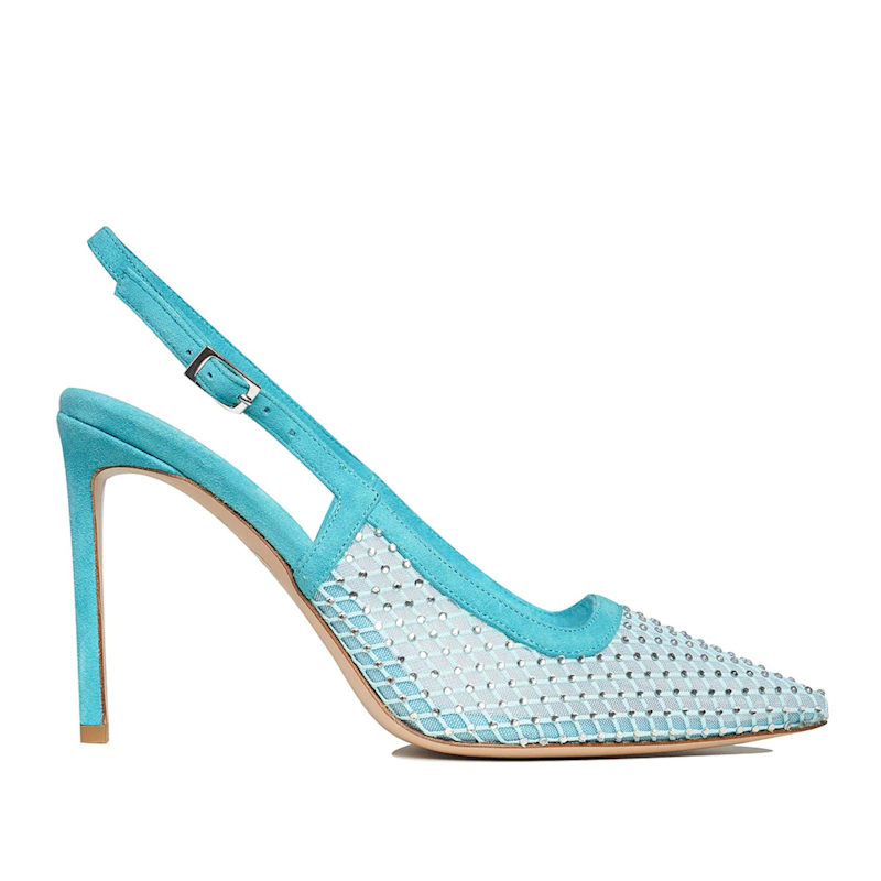 Thumbnail of Iana Suede-Mesh Shoes With Sparkly Details, Aqua - Premium Collection image