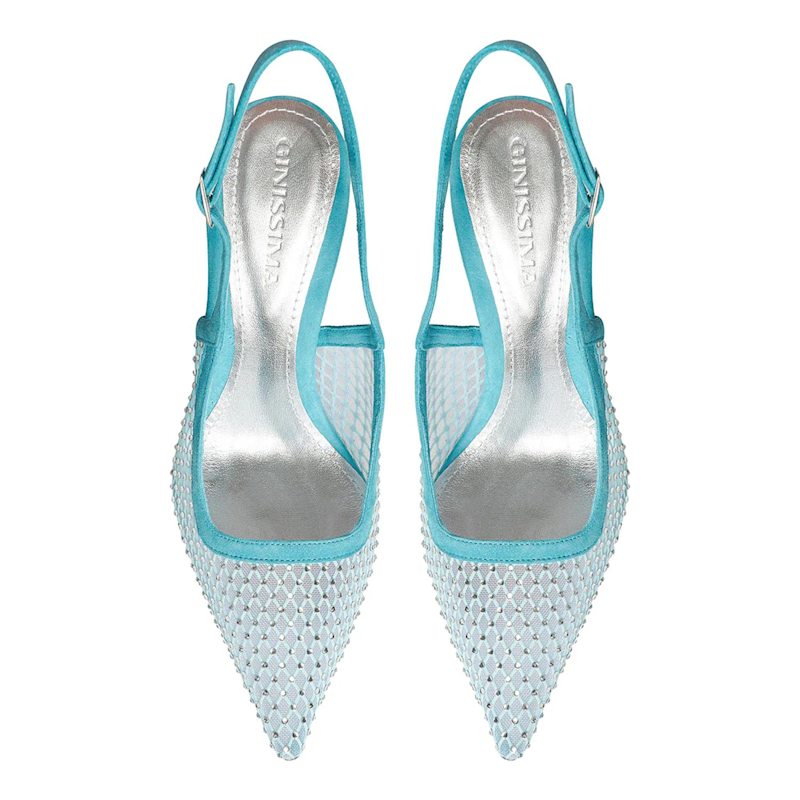Thumbnail of Iana Suede-Mesh Shoes With Sparkly Details, Aqua - Premium Collection image