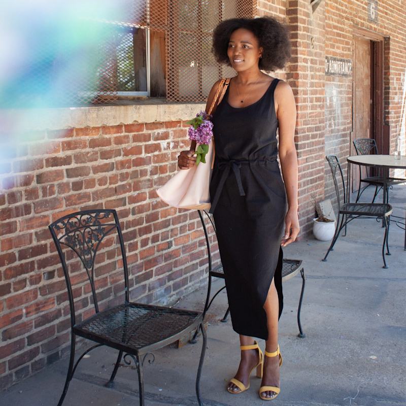 Joeleen Torvick Tank Midi Dress With Cinched Waist - Black