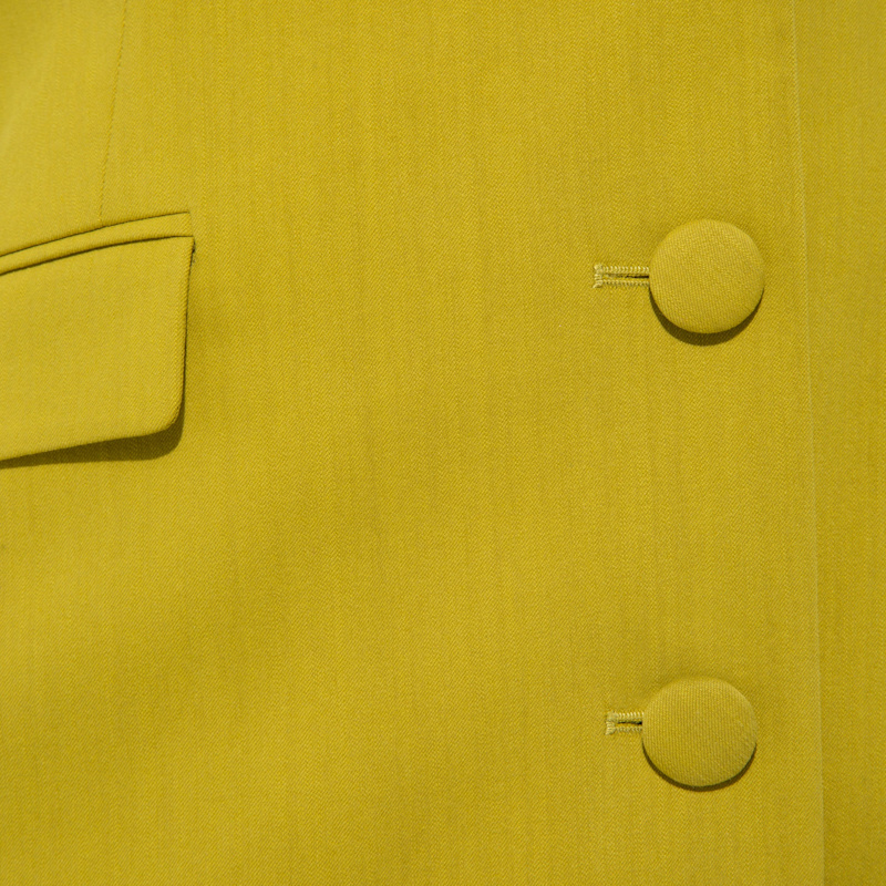 Thumbnail of Draped Sleeved Tailored Blazer Dress - Lime Yellow image