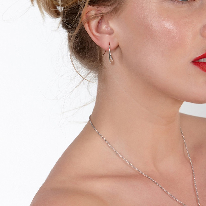 Thumbnail of Solid Sterling Silver Twist Drop Earrings image