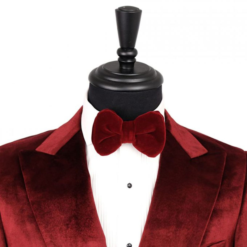 Thumbnail of Maison Velvet Double Breasted Peak Lapel Two Piece Suit – Burgundy image