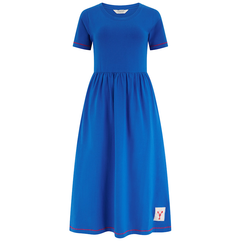 Women's Ida Jersey Midi Dress Blue, Lobster Badge | Extra Small | Sugarhill Brighton