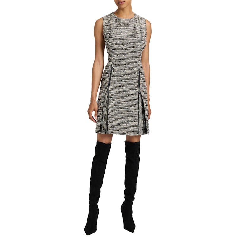Thumbnail of Ida Shift Dress With Skirt Zipper Detail In Modern Tweed image