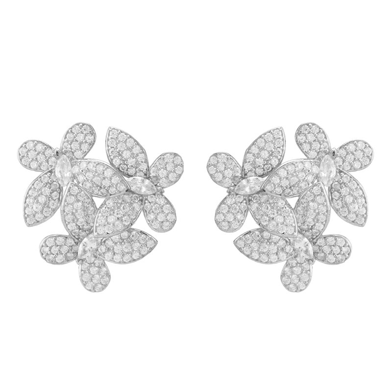 Thumbnail of Flowers Large Stud Earrings Silver image