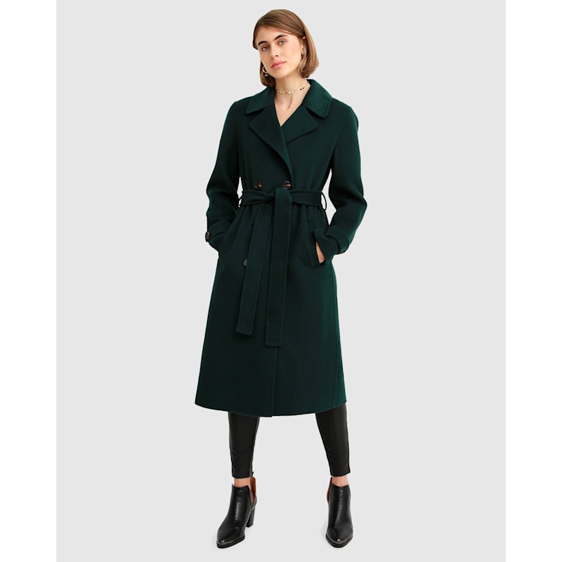 Front Runner Belted Coat - Dark Green | Belle & Bloom | Wolf & Badger