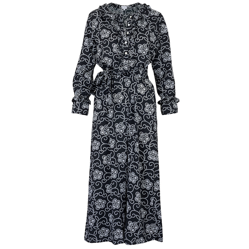 Thumbnail of Meg Midi Dress In Black & White Floral image