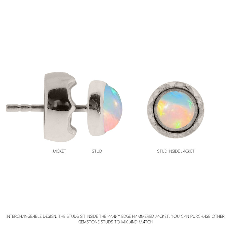 Thumbnail of Maya Interchangeable Silver Stud Earrings - Opal image