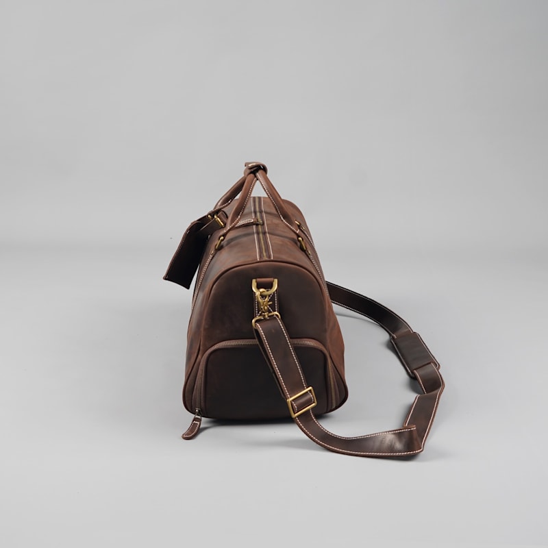Thumbnail of Leather Over Night Bag With Shoe Storage - Dark Brown image