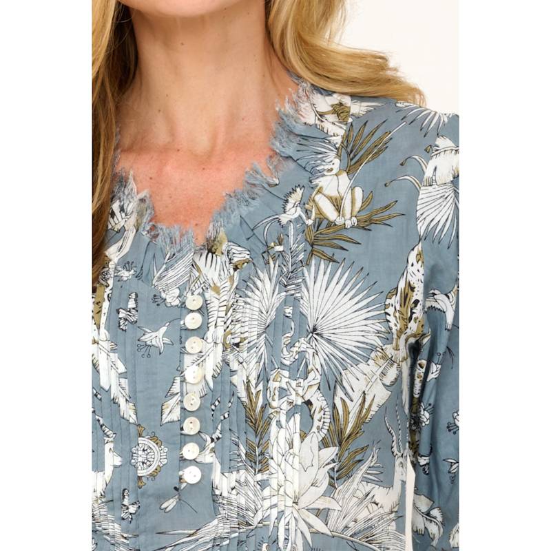 Thumbnail of Cotton Annabel Maxi Dress In Grey Tropical image