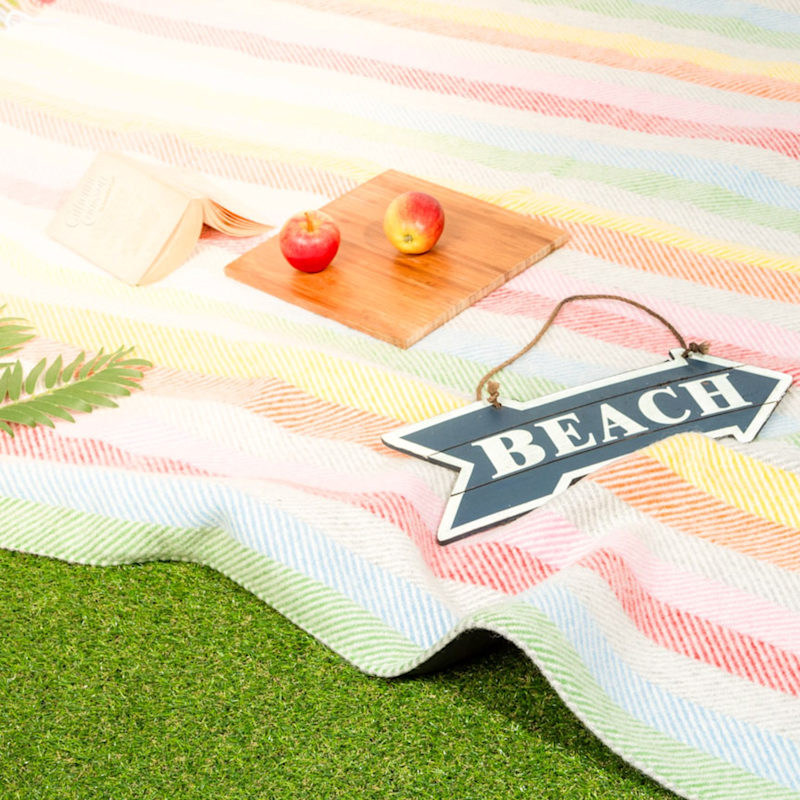 Thumbnail of Pure New Wool Waterproof Picnic Blanket Rainbow image