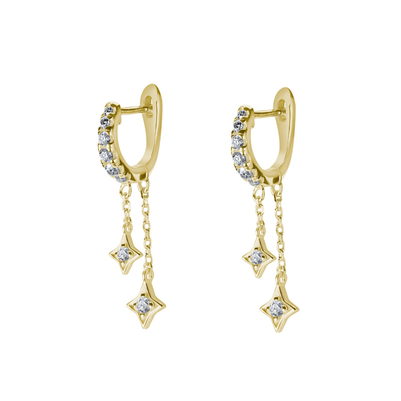 Thumbnail of Illuminess™ Gold Vermeil Shooting Star Moissanite Huggies image