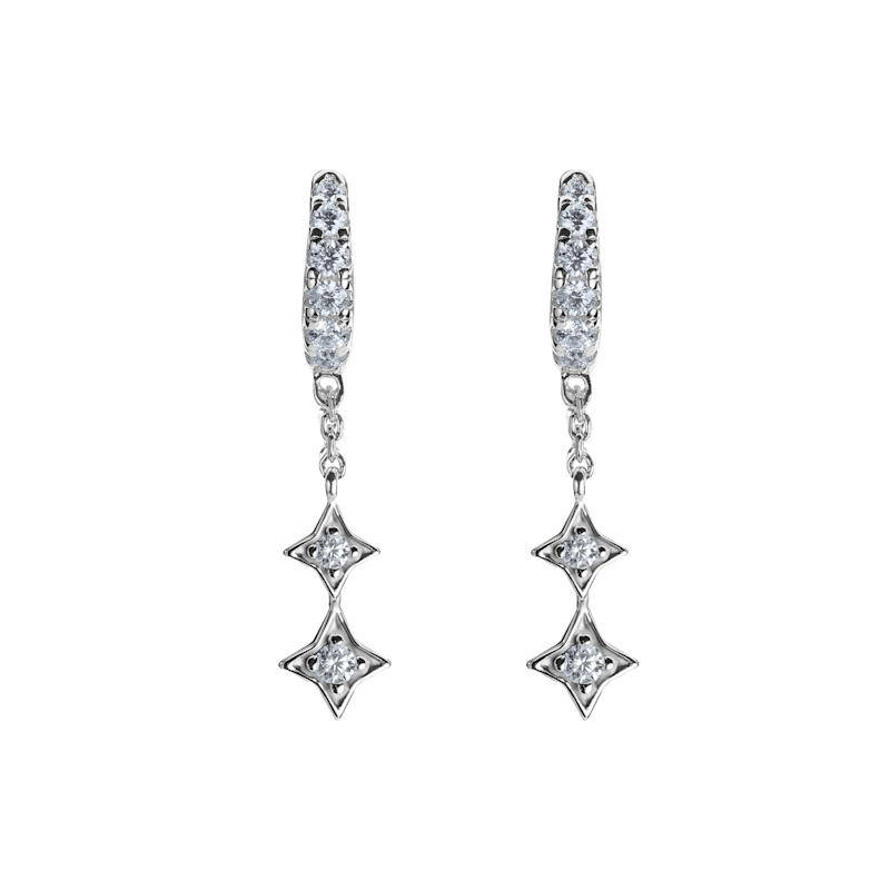 Thumbnail of Illuminess™ Sterling Silver Shooting Star Moissanite Huggies image