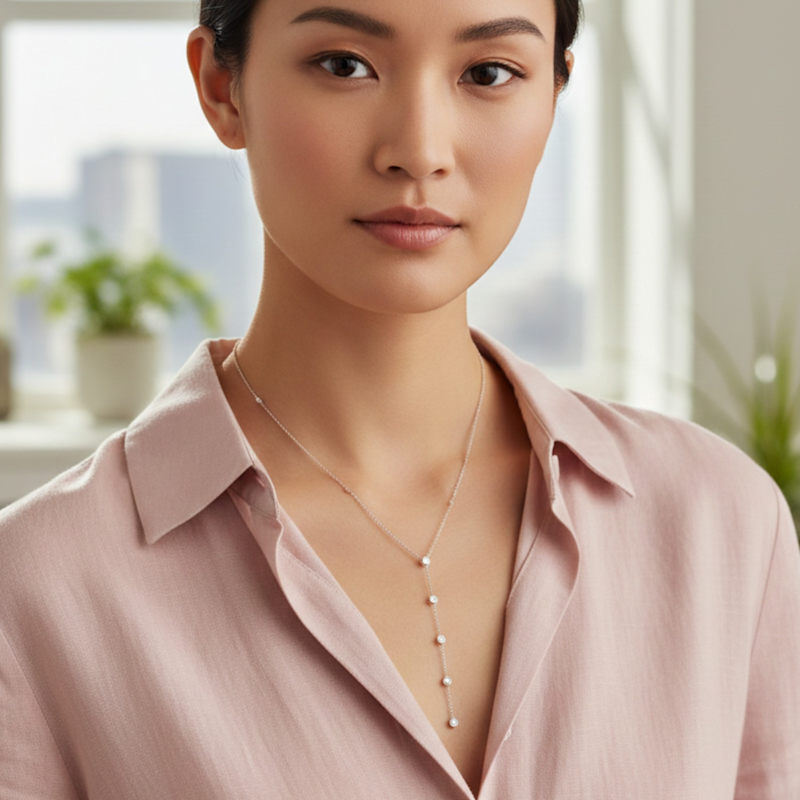 Thumbnail of Illuminess™ Premium Rose Gold Vermeil Sparkle Lariat Necklace image